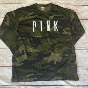 Victoria’s Secret PINK Campus Tee Long Sleeve Camo XL